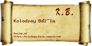 Kolodzey Béla névjegykártya